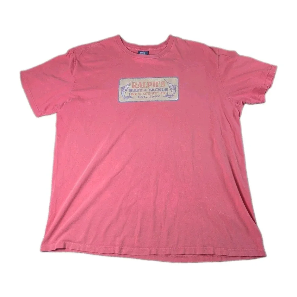 Vintage Polo Ralph Lauren Ralph's Bait & Tackle Key West FL Graphic T-Shirt Pink